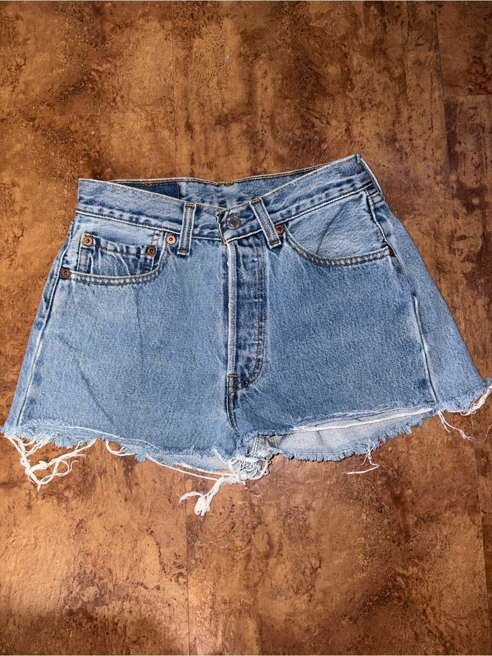 Levi's Light Blue Distressed Denim Cutoff Shorts